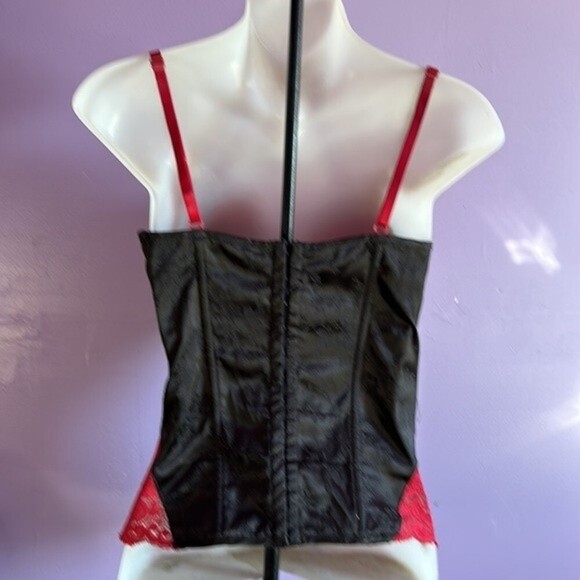 Frederick's of Hollywood Black/Red Lace Bustier Corset Lingerie Size 34 - Picture 2 of 4